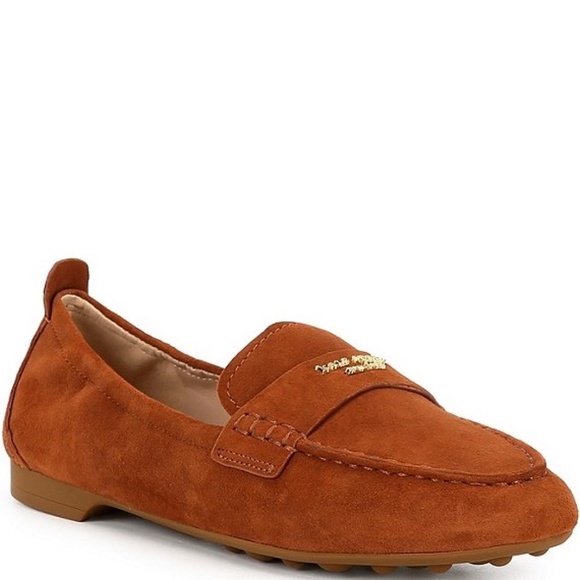 Kate Spade Eliza Sandlewood Suede Loafer Brown Tan Leather Almond Toe Flat Shoes - Picture 9 of 14